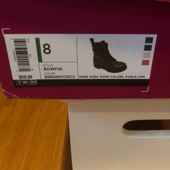 SO Women’s Combat Boots- Size 8-Burgundy Croco - Picture 3 of 13